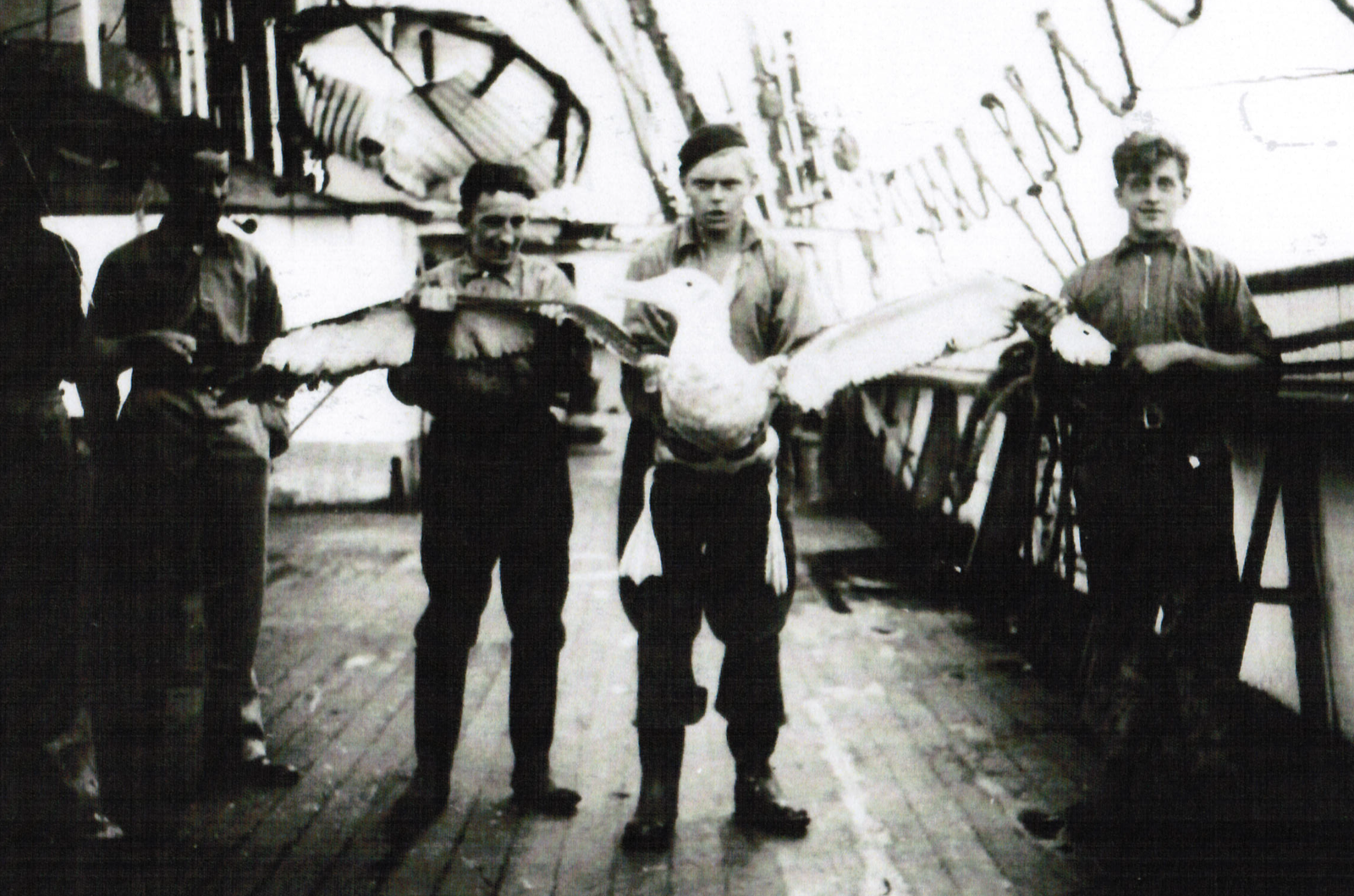 Free Watch. On 2nd Sunday at sea. We catch an Albatross. Rutherford, self, Phillips, Busthelm, Steffan